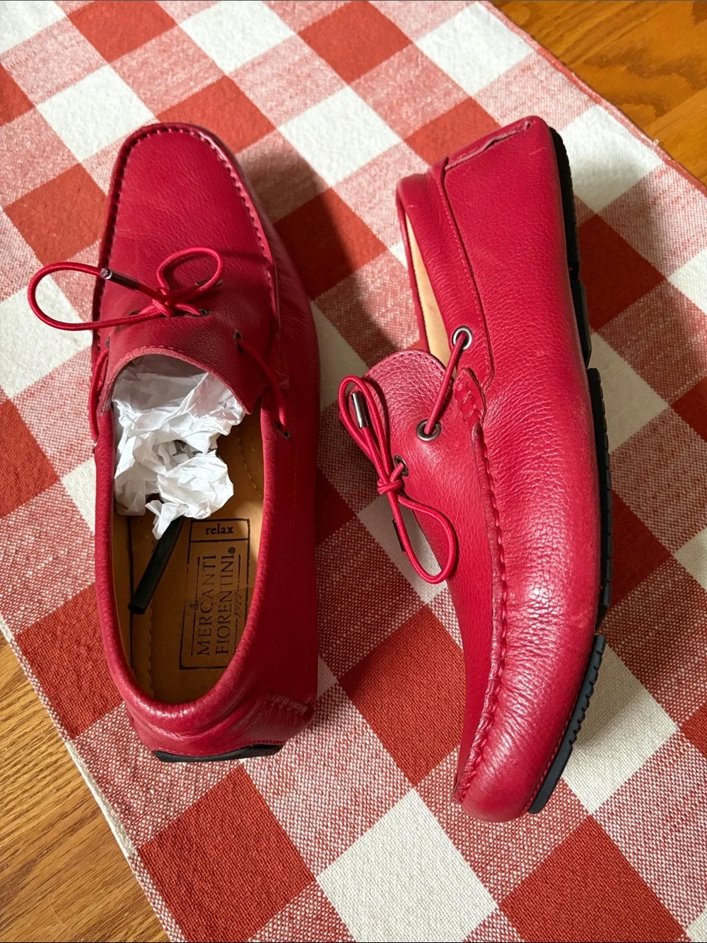 Mercanti Fiorentini NWOT Red Mens Leather Slip-On Driving Loafers / Sz 9